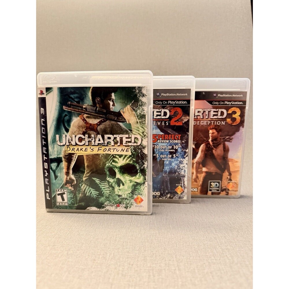Uncharted PS3 Trilogy Set Drake’s Fortune 2 & 3 Complete Bundle